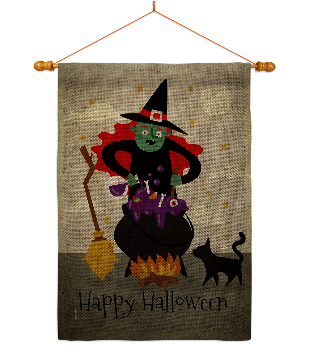 Casting Spells Falltime Halloween 28 x 40 in. Double-Sided Decorative Horizontal Flags for Decoration Banner Garden Yard Gift