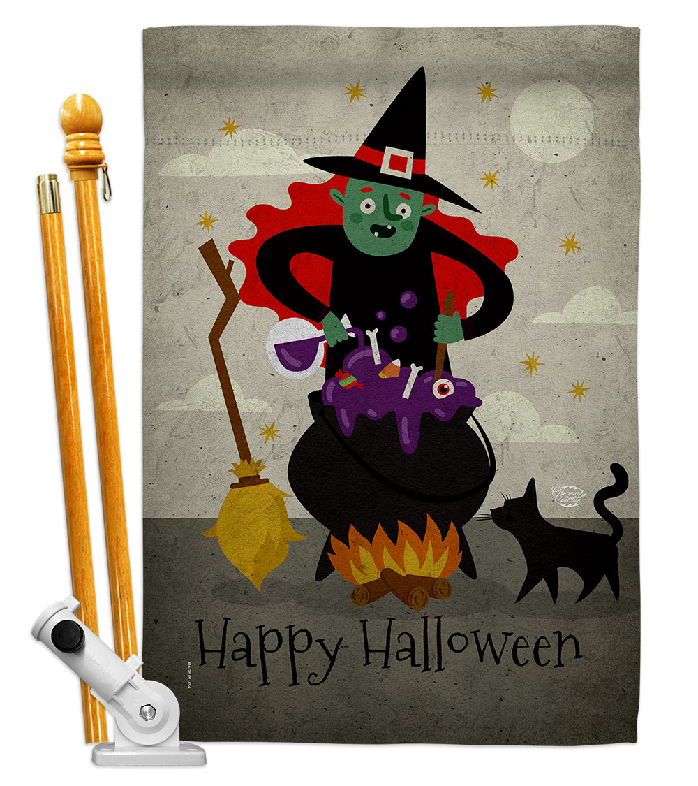 Casting Spells Falltime Halloween 28 x 40 in. Double-Sided Decorative Horizontal Flags for Decoration Banner Garden Yard Gift