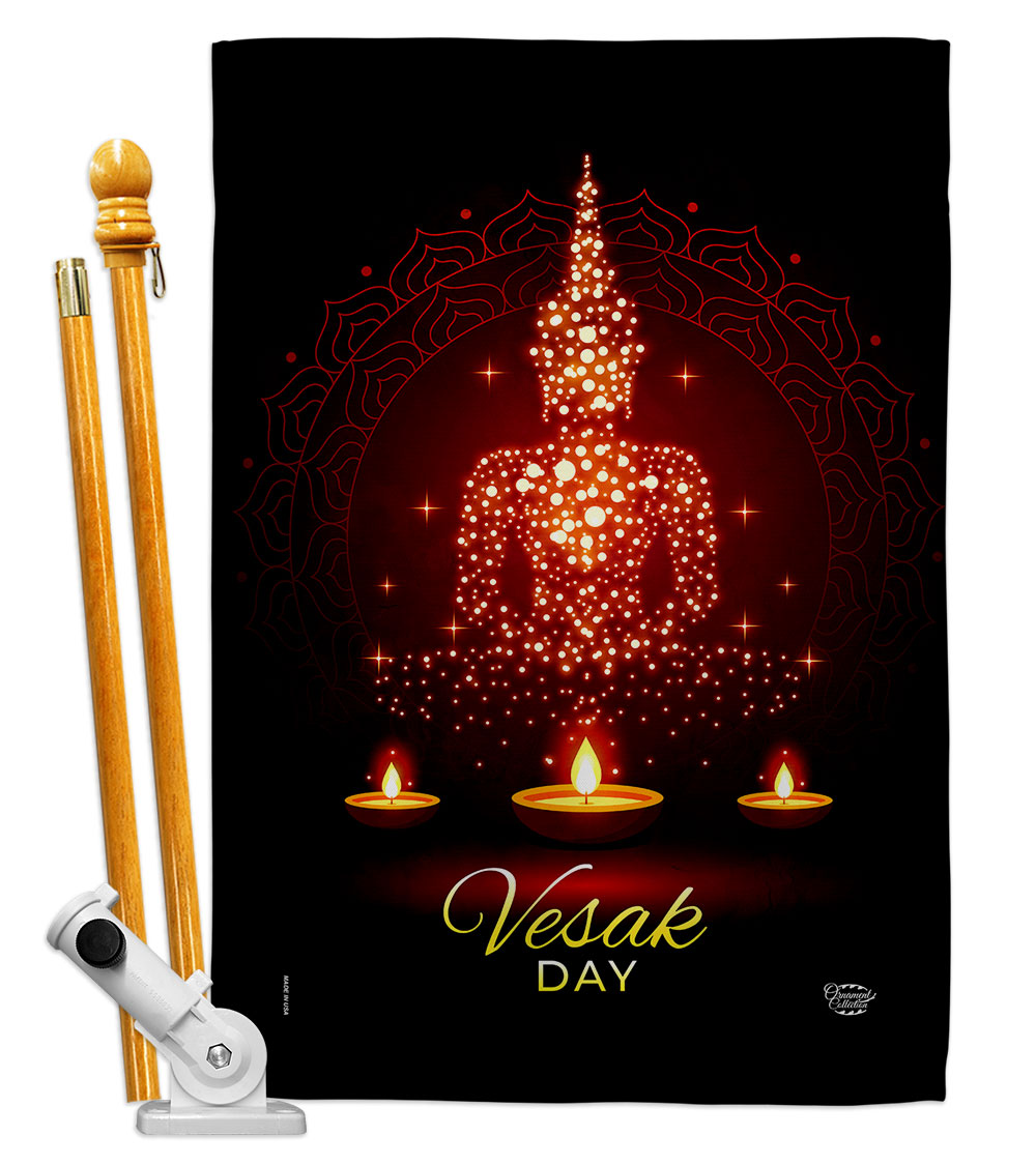 Vesak Day Religious 28 x 40 in. Double-Sided Decorative Horizontal Flags for Decoration Banner Garden Yard Gift