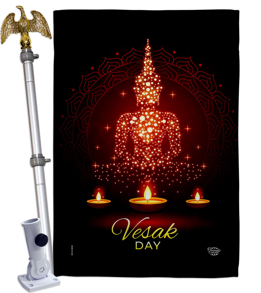 Vesak Day Religious 28 x 40 in. Double-Sided Decorative Horizontal Flags for Decoration Banner Garden Yard Gift