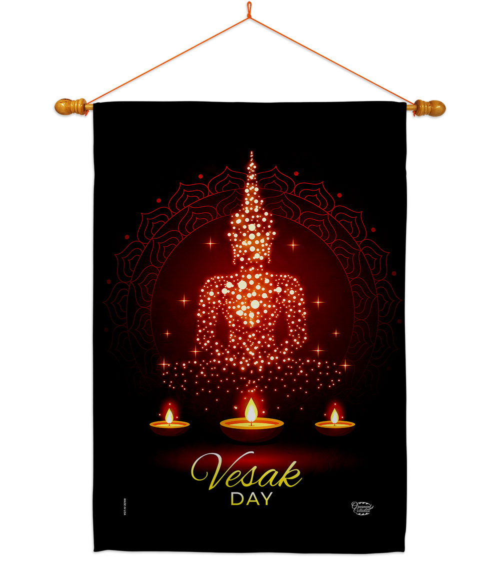 Vesak Day Religious 28 x 40 in. Double-Sided Decorative Horizontal Flags for Decoration Banner Garden Yard Gift