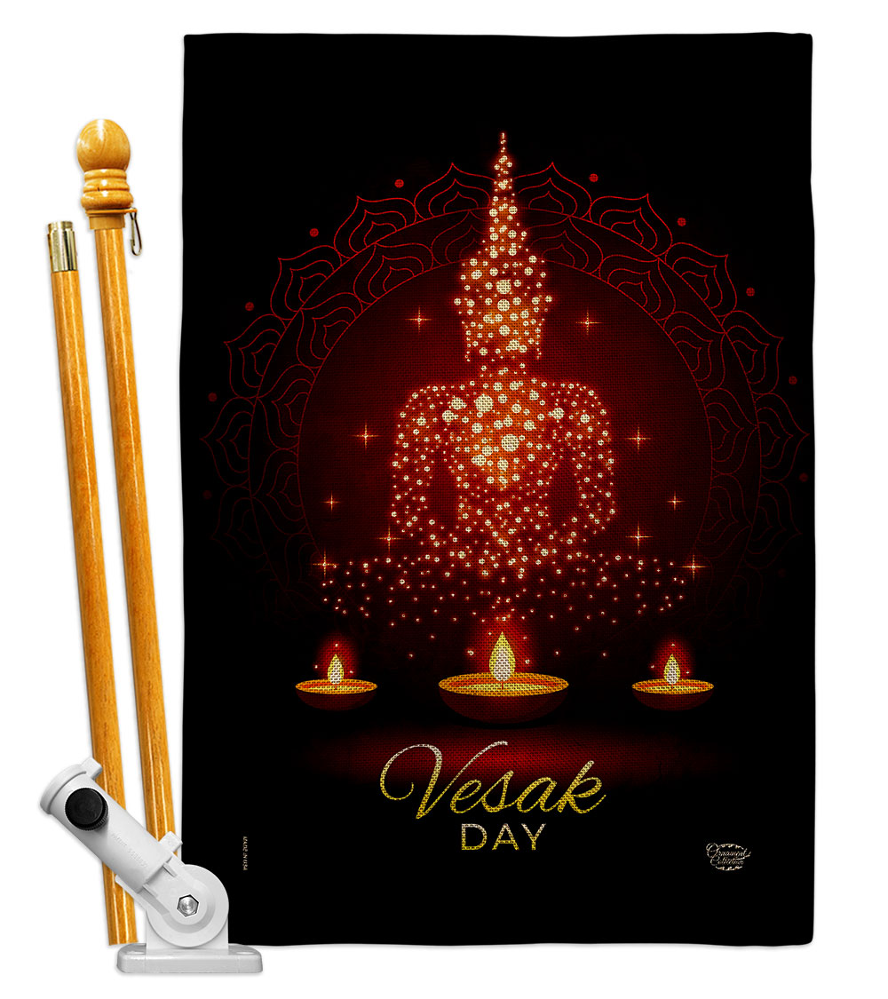 Vesak Day Religious 28 x 40 in. Double-Sided Decorative Horizontal Flags for Decoration Banner Garden Yard Gift