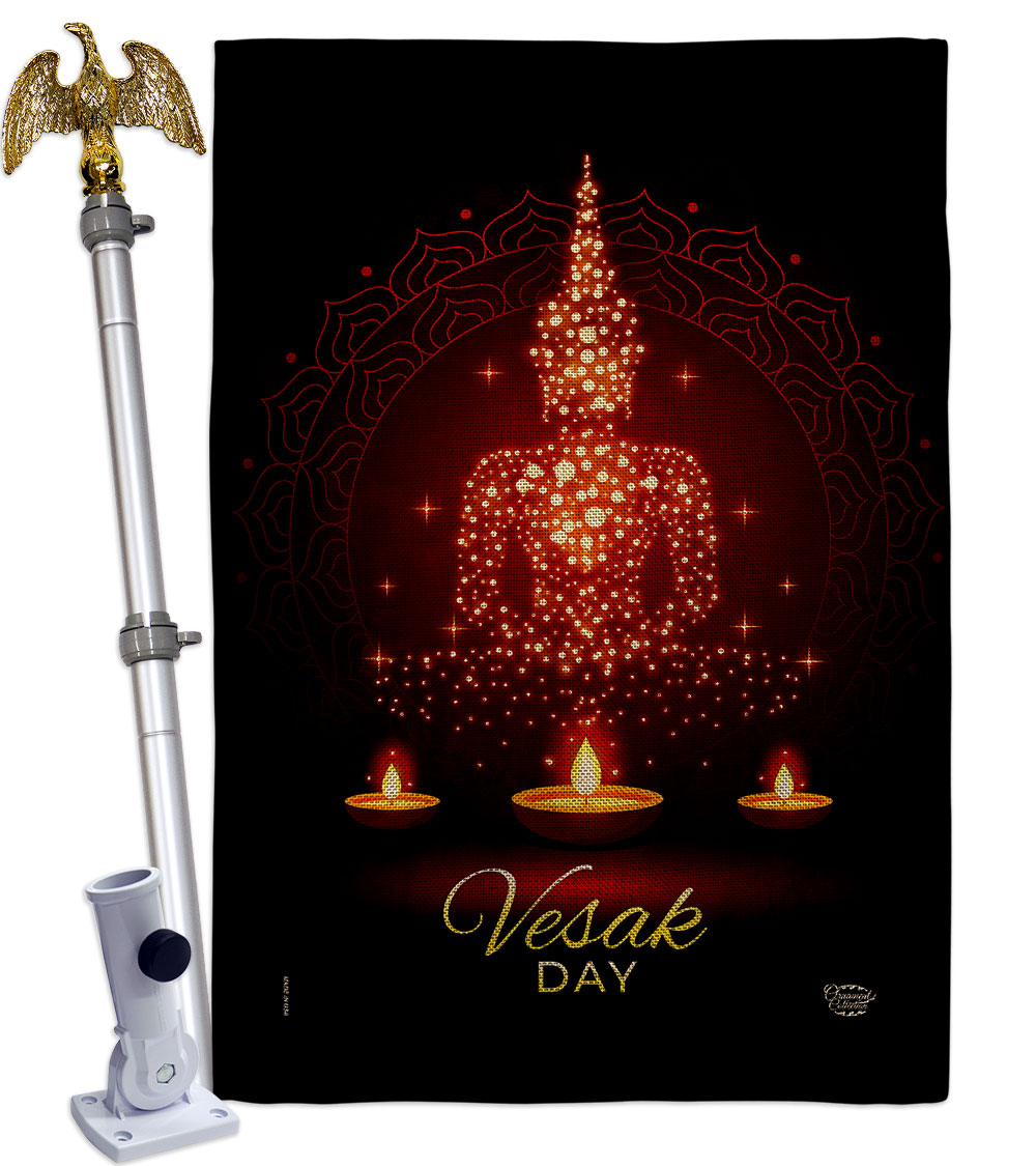 HS190174-DB-02 Vesak Day Religious 28 x 40 in. Double-Sided Decorative Horizontal Flags for Decoration Banner Garden Yard Gift