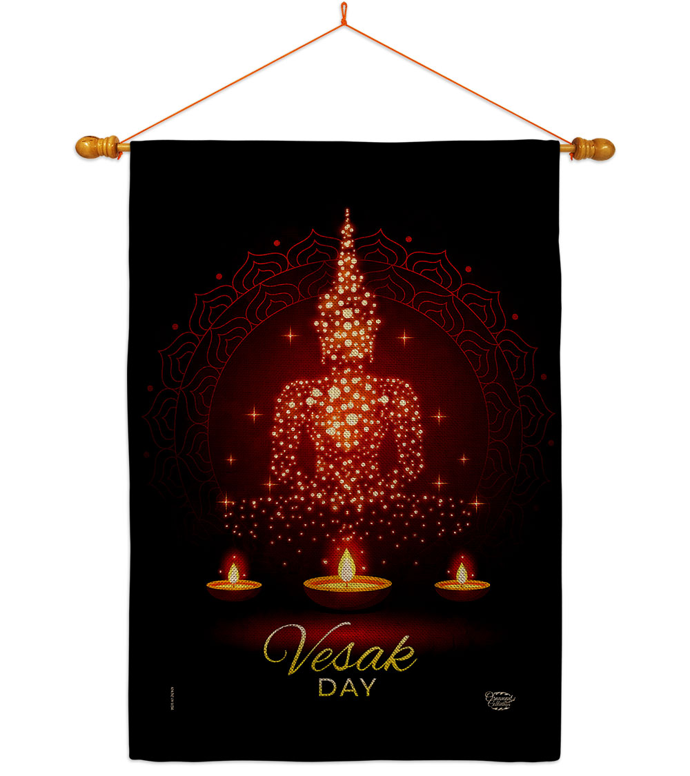 Vesak Day Religious 28 x 40 in. Double-Sided Decorative Horizontal Flags for Decoration Banner Garden Yard Gift