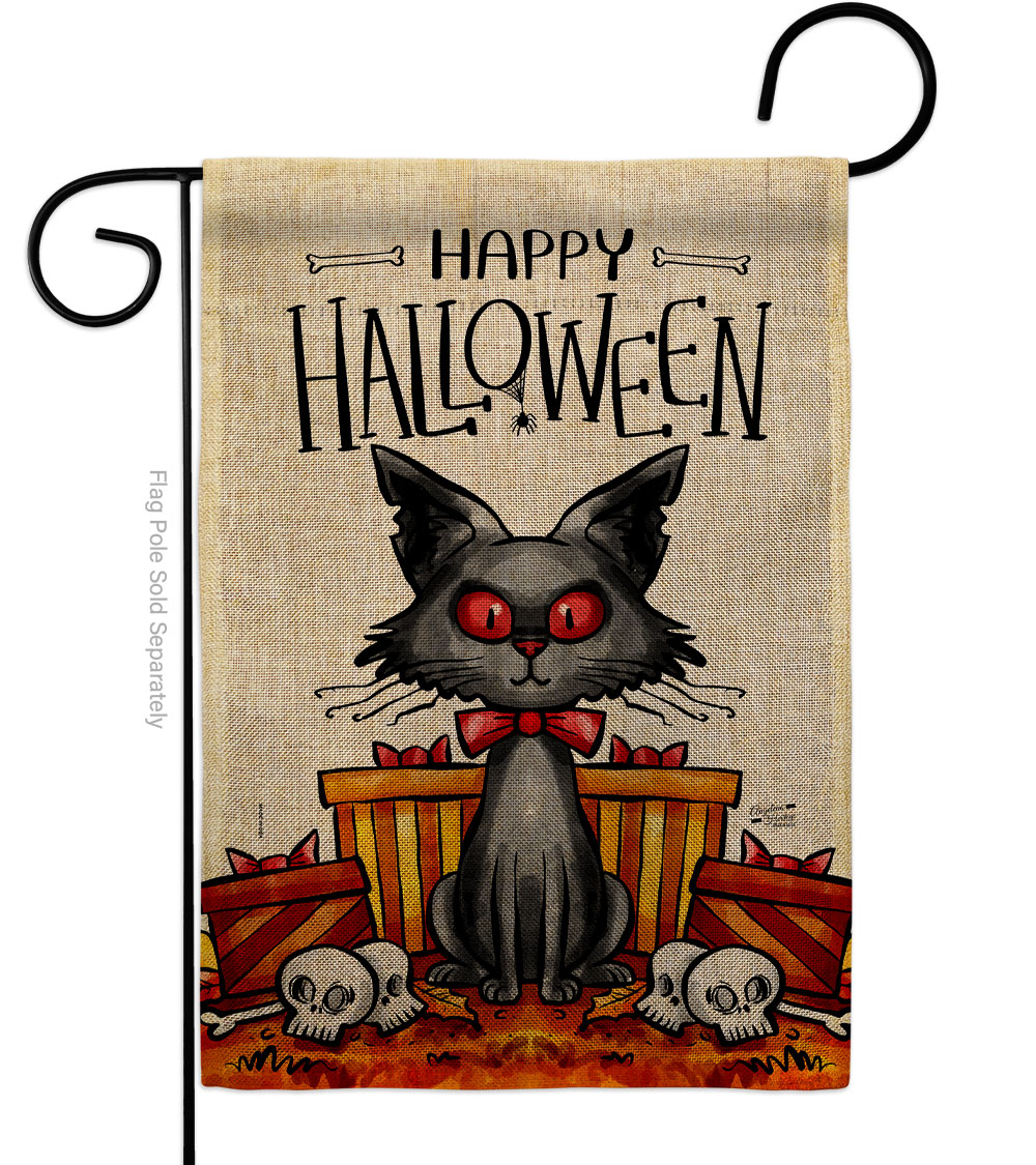 Kitty O Ween Falltime Halloween 13 x 18.5. in. Double-Sided Decorative Vertical House Garden Flag for Decoration Banner Yard Gift