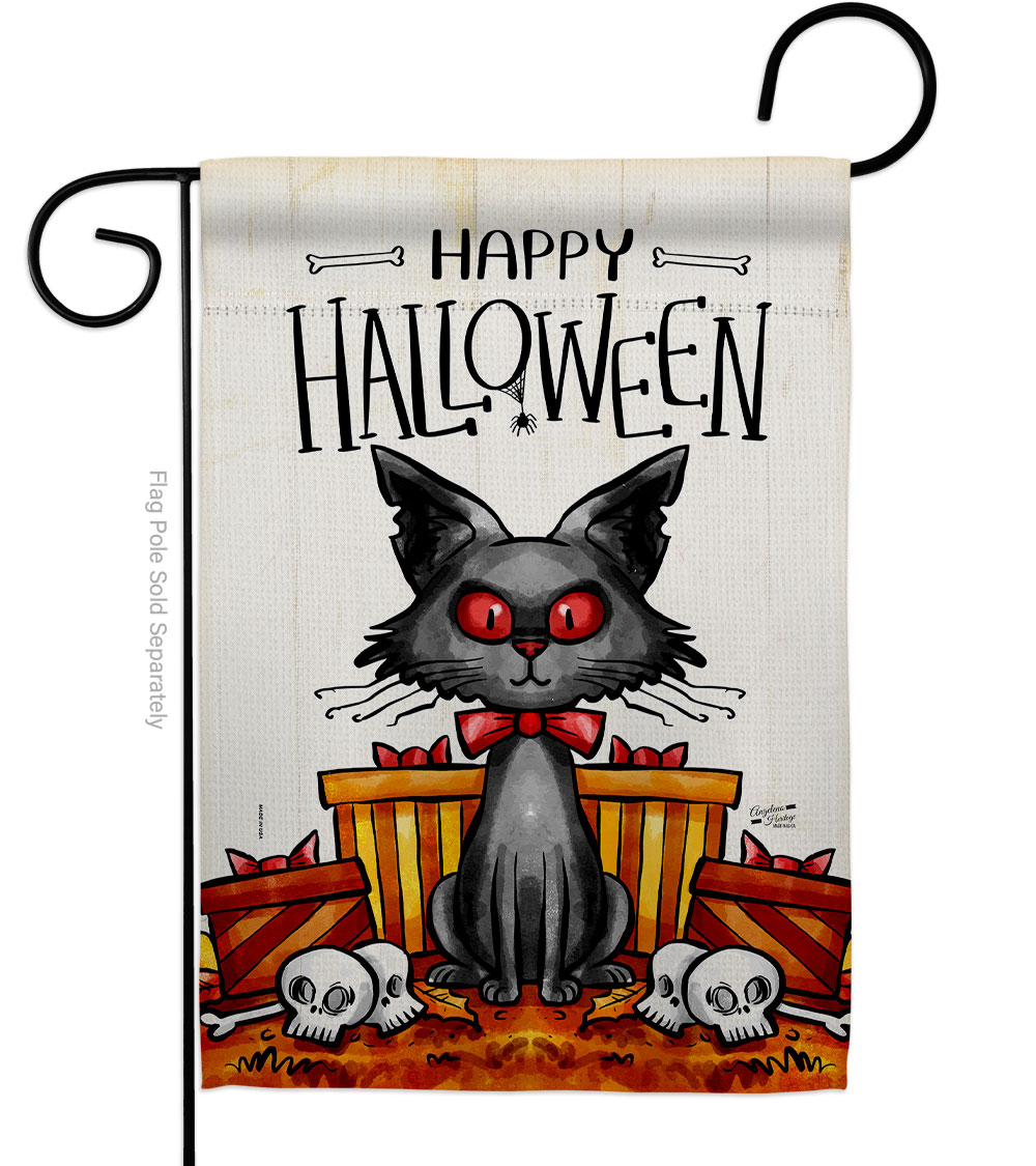 Kitty O Ween Falltime Halloween 13 x 18.5. in. Double-Sided Decorative Vertical House Garden Flag for Decoration Banner Yard Gift