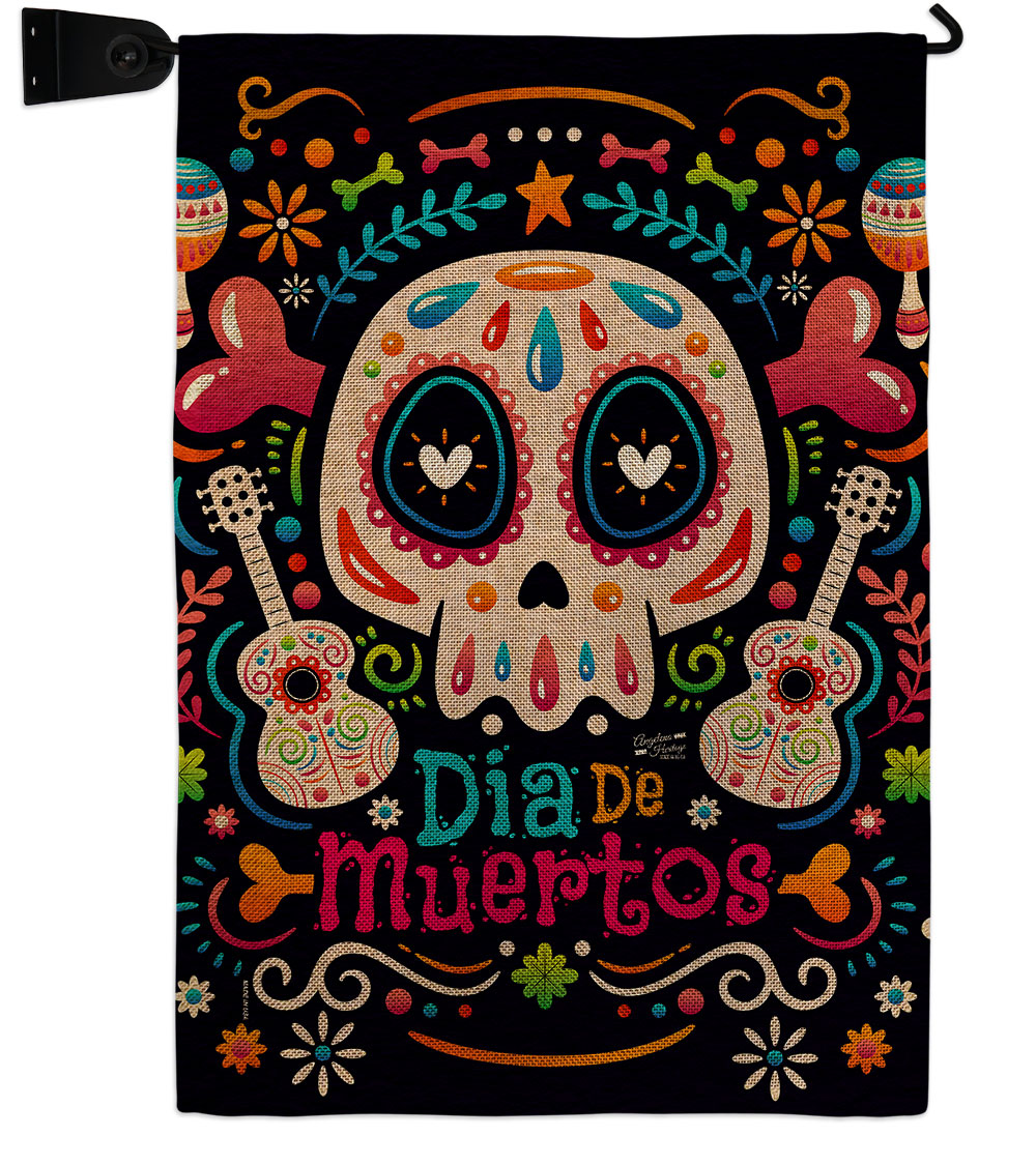 Fiesta Dia de Muertos Falltime Day of Diad 13 x 18.5. in. Double-Sided Decorative Vertical House Garden Flag Set for Decoration Banner Yard Gift