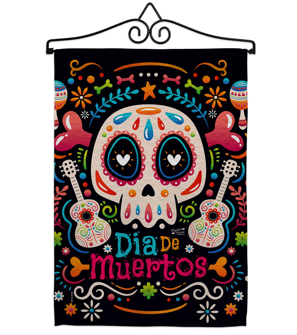 Fiesta Dia de Muertos Falltime Day of Diad 13 x 18.5. in. Double-Sided Decorative Vertical House Garden Flag Set for Decoration Banner Yard Gift