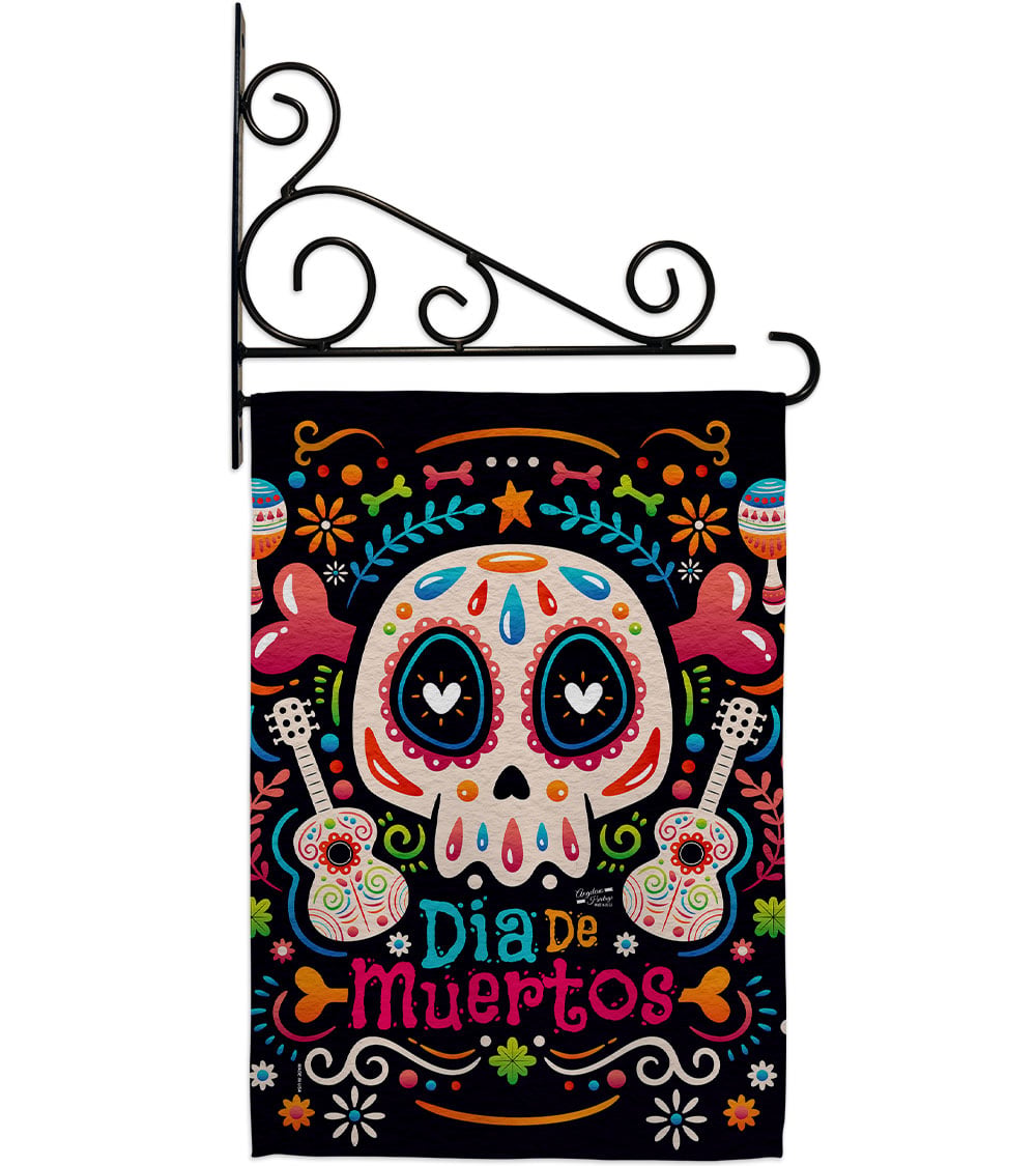 Fiesta Dia de Muertos Falltime Day of Diad 13 x 18.5. in. Double-Sided Decorative Vertical House Garden Flag Set for Decoration Banner Yard Gift