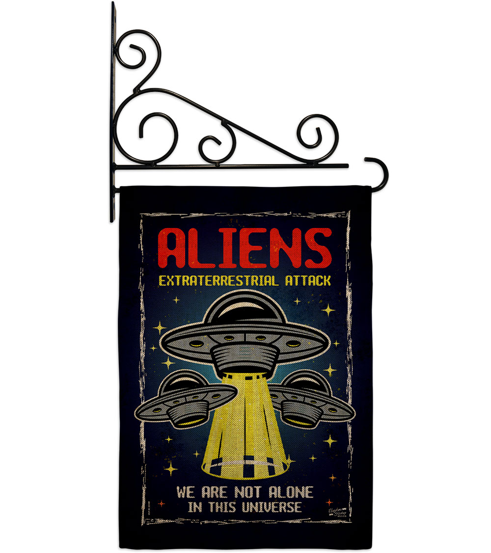 Aliens Attack Cosmos Space Creature 13 x 18.5. in. Double-Sided Decorative Vertical House Garden Flag Set for Decoration Banner Yard Gift