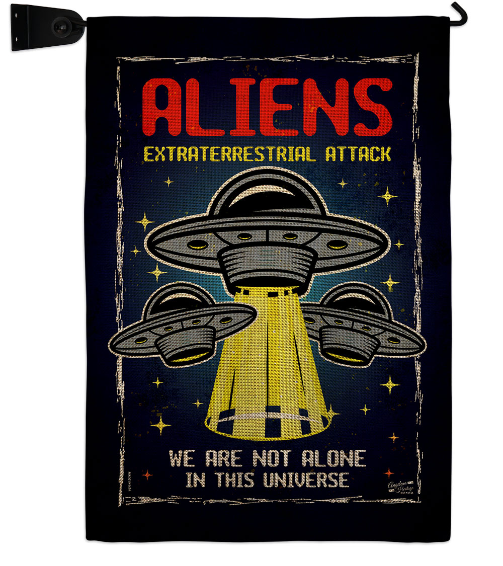 Aliens Attack Cosmos Space Creature 13 x 18.5. in. Double-Sided Decorative Vertical House Garden Flag Set for Decoration Banner Yard Gift