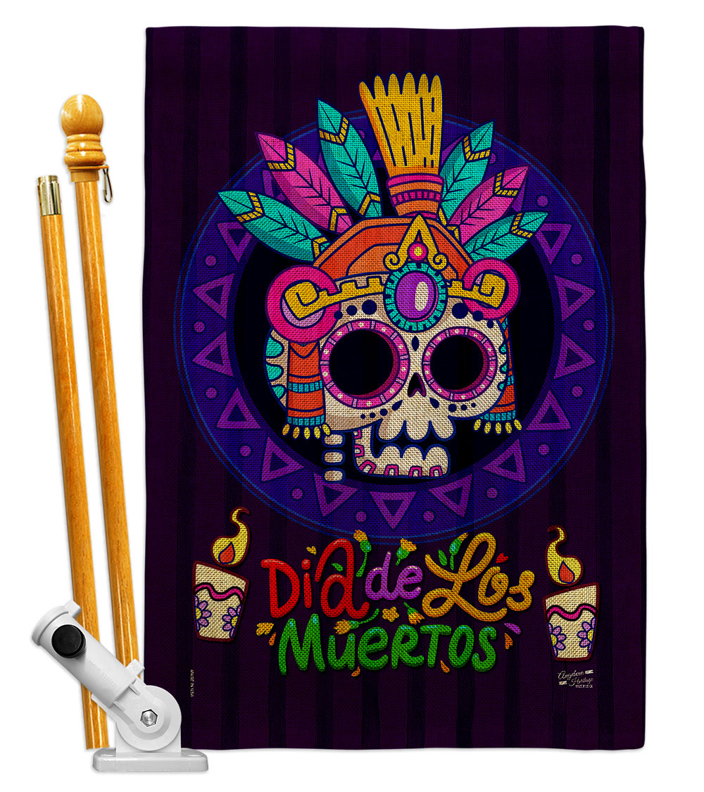 Dia de los Muertos Falltime Day of Diad 28 x 40 in. Double-Sided Decorative Horizontal Flags for Decoration Banner Garden Yard Gift -  Patio Trasero, PA4075974