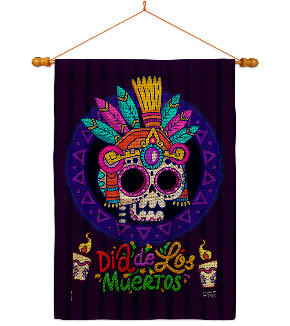 Dia de los Muertos Falltime Day of Diad 28 x 40 in. Double-Sided Decorative Horizontal Flags for Decoration Banner Garden Yard Gift -  Patio Trasero, PA4082440