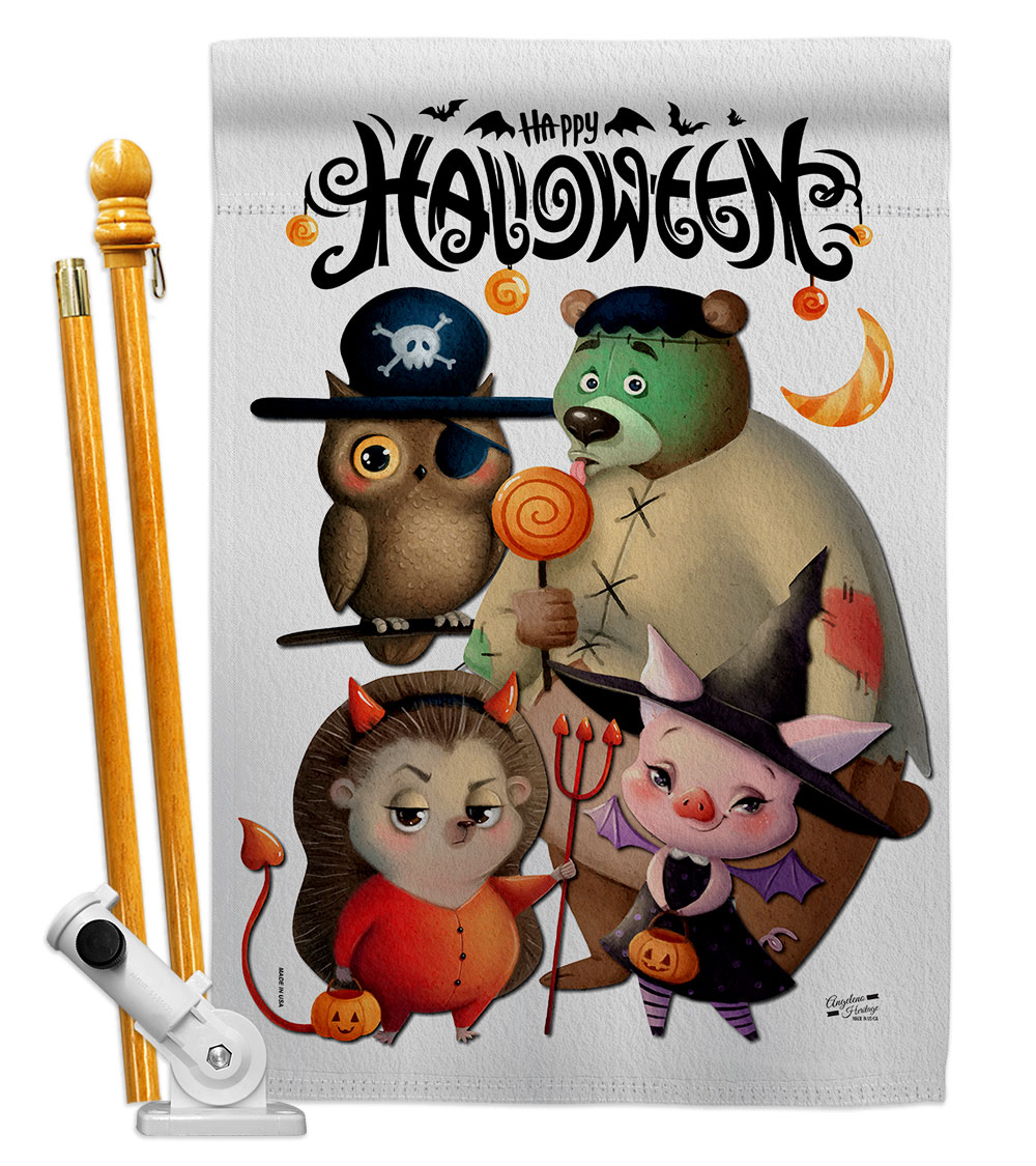 Halloween Friends Falltime 28 x 40 in. Double-Sided Decorative Horizontal Flags for Decoration Banner Garden Yard Gift