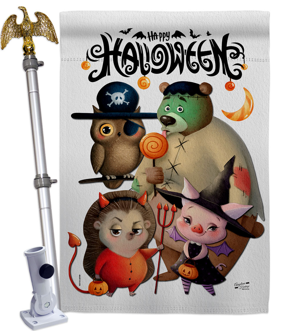 Halloween Friends Falltime 28 x 40 in. Double-Sided Decorative Horizontal Flags for Decoration Banner Garden Yard Gift