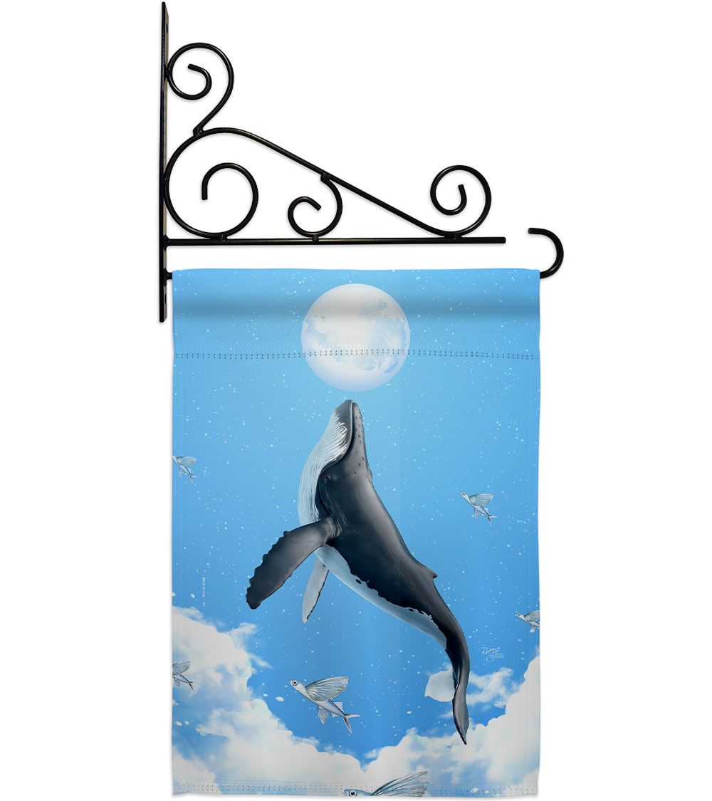 Flying Whale Animals Sea Creature 13 x 18.5. in. Double-Sided Decorative Horizontal House Garden Flag Set for Decoration Banner Yard Gift