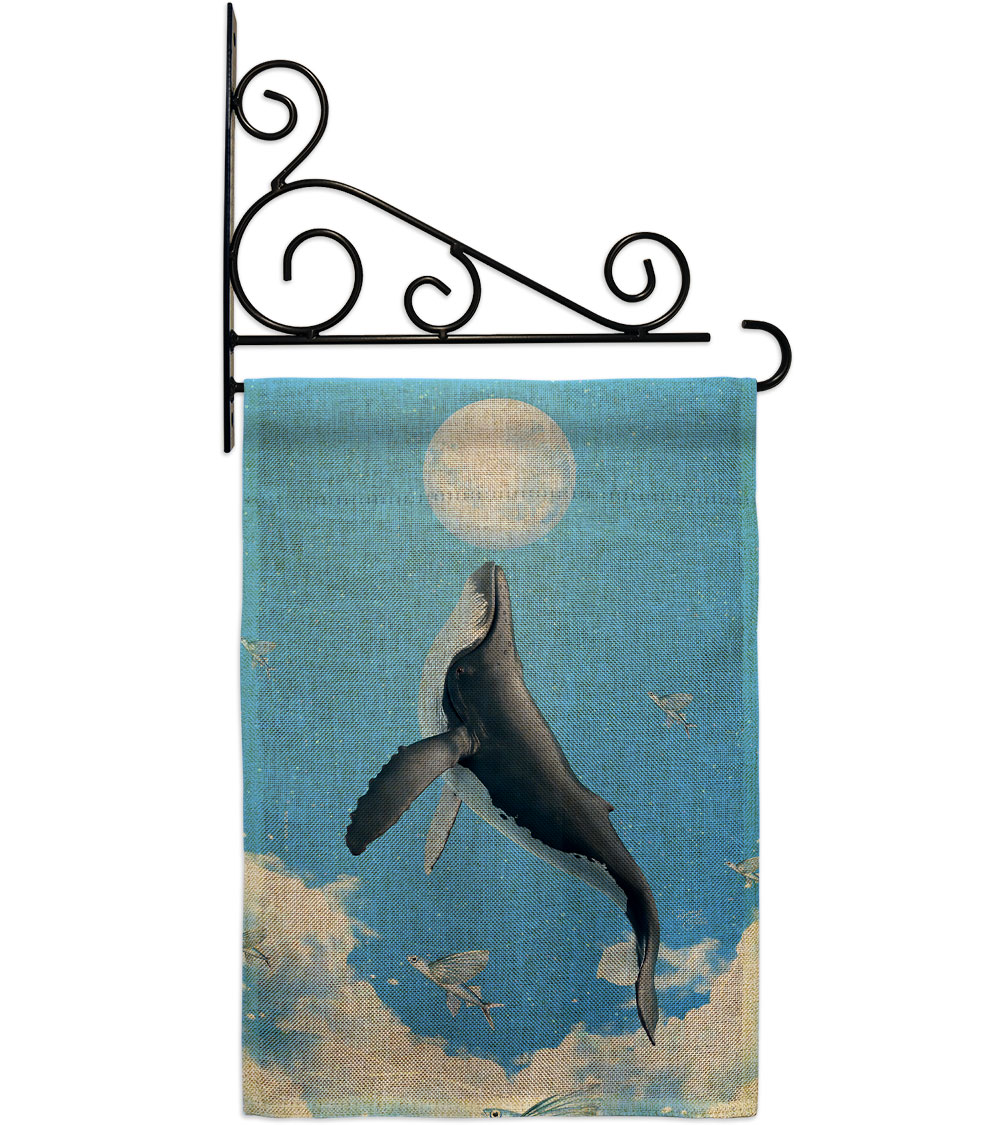 Flying Whale Animals Sea Creature 13 x 18.5. in. Double-Sided Decorative Horizontal House Garden Flag Set for Decoration Banner Yard Gift