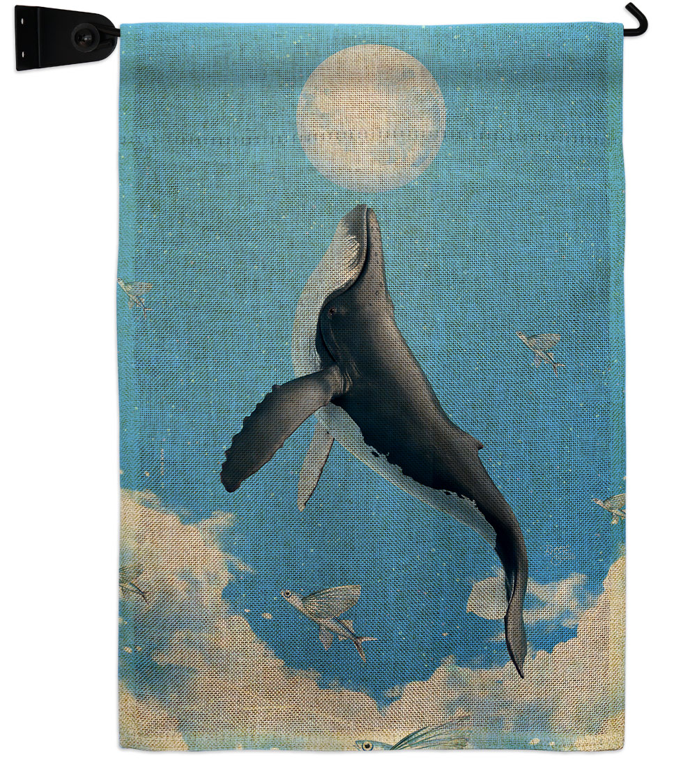 Flying Whale Animals Sea Creature 13 x 18.5. in. Double-Sided Decorative Horizontal House Garden Flag Set for Decoration Banner Yard Gift