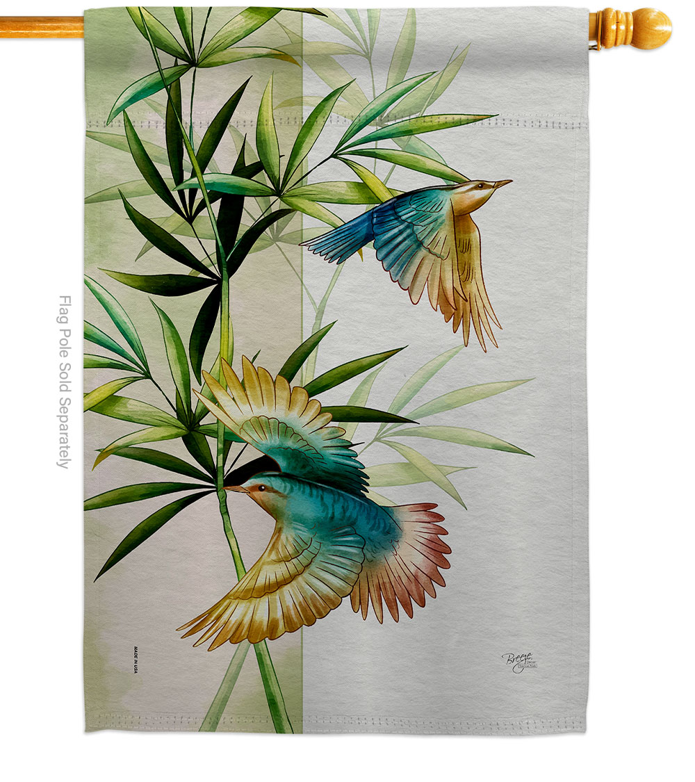 Asian Blossom Birds Animals Bird 28 x 40 in. Double-Sided Decorative Vertical House Flag for Decoration Banner Garden Yard Gift