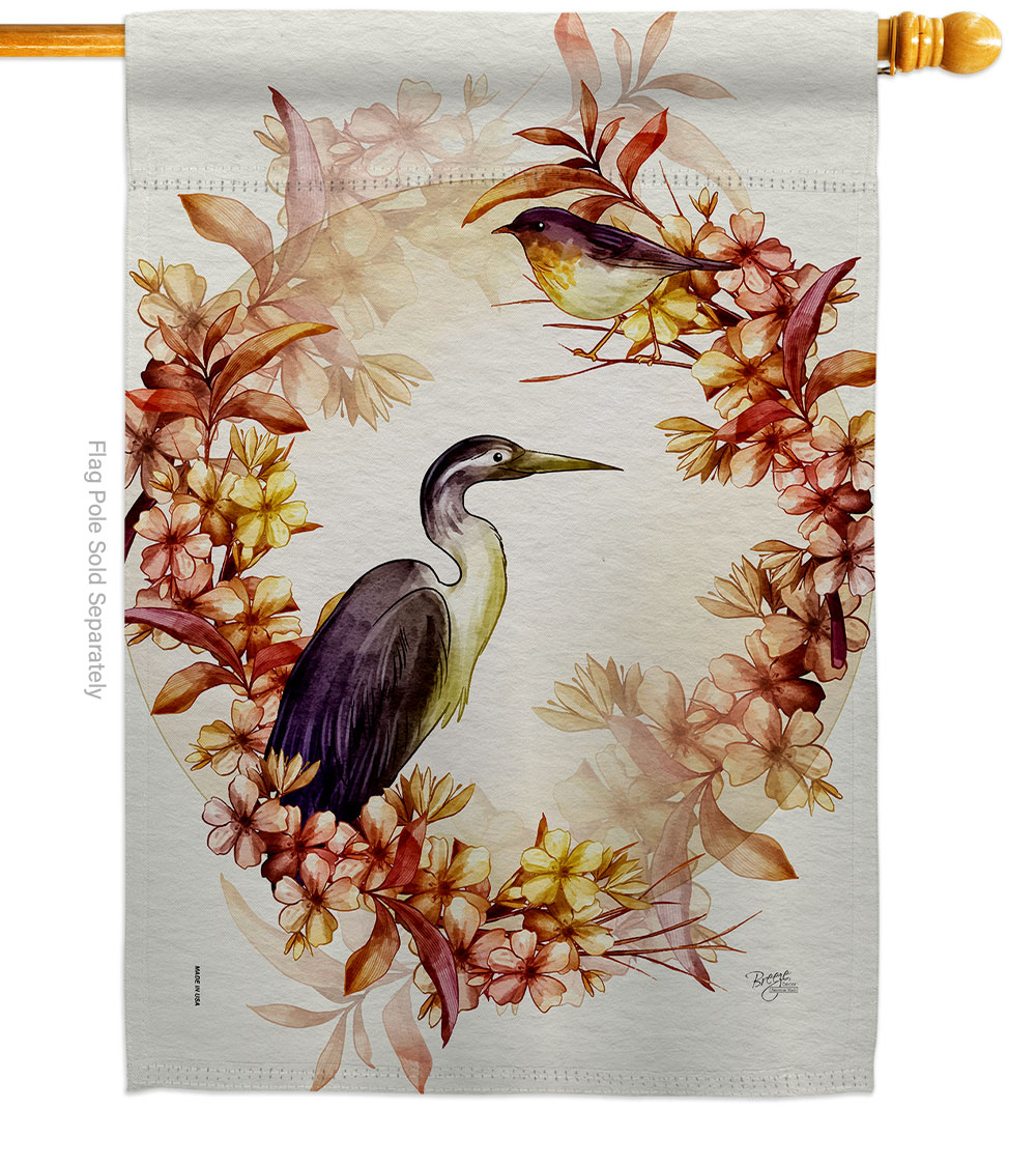Birds Wreath Animals Bird 28 x 40 in. Double-Sided Decorative Horizontal House Flag for Decoration Banner Garden Yard Gift
