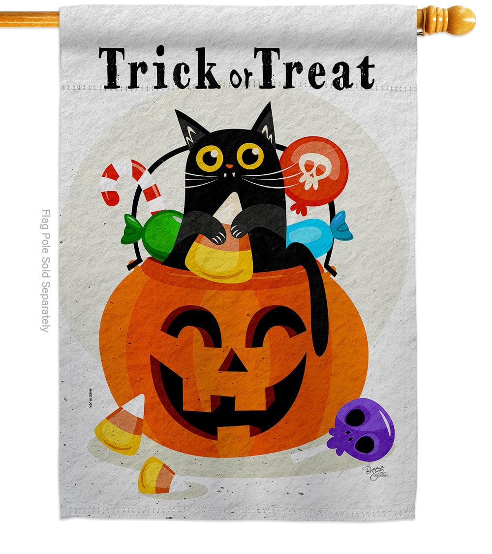 Silly Halloween Kitty Falltime 28 x 40 in. Double-Sided Decorative Horizontal House Flag for Decoration Banner Garden Yard Gift