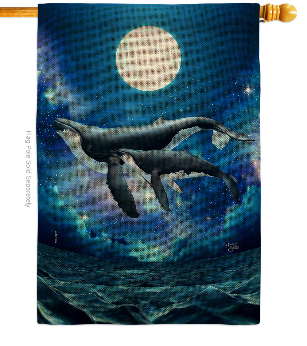 Humpback Whales Animals Sea Creature 28 x 40 in. Double-Sided Decorative Horizontal House Flag for Decoration Banner Garden Yard Gift