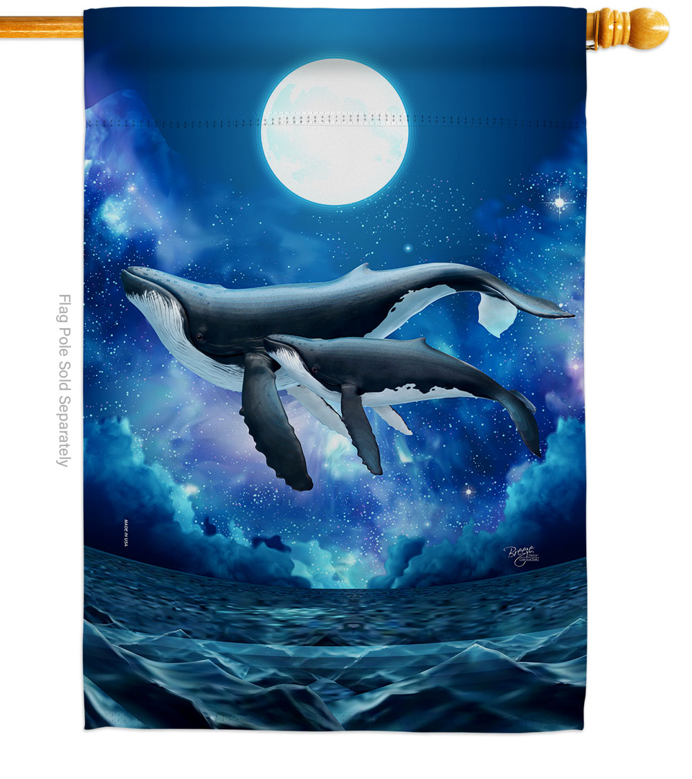 Humpback Whales Animals Sea Creature 28 x 40 in. Double-Sided Decorative Horizontal House Flag for Decoration Banner Garden Yard Gift
