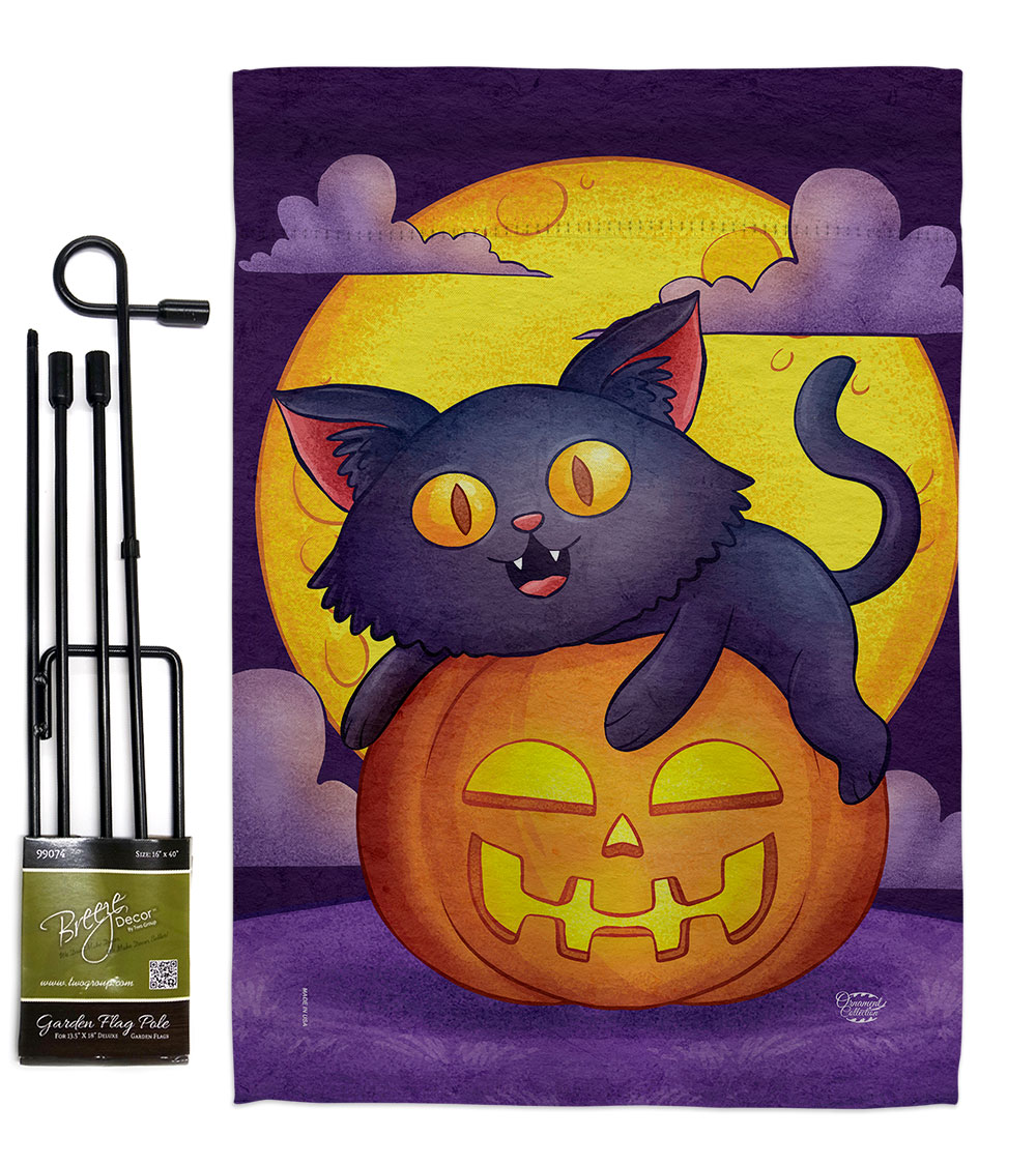 Halloween Kitty Falltime 13 x 18.5. in. Double-Sided Decorative Vertical House Garden Flag Set for Decoration Banner Yard Gift