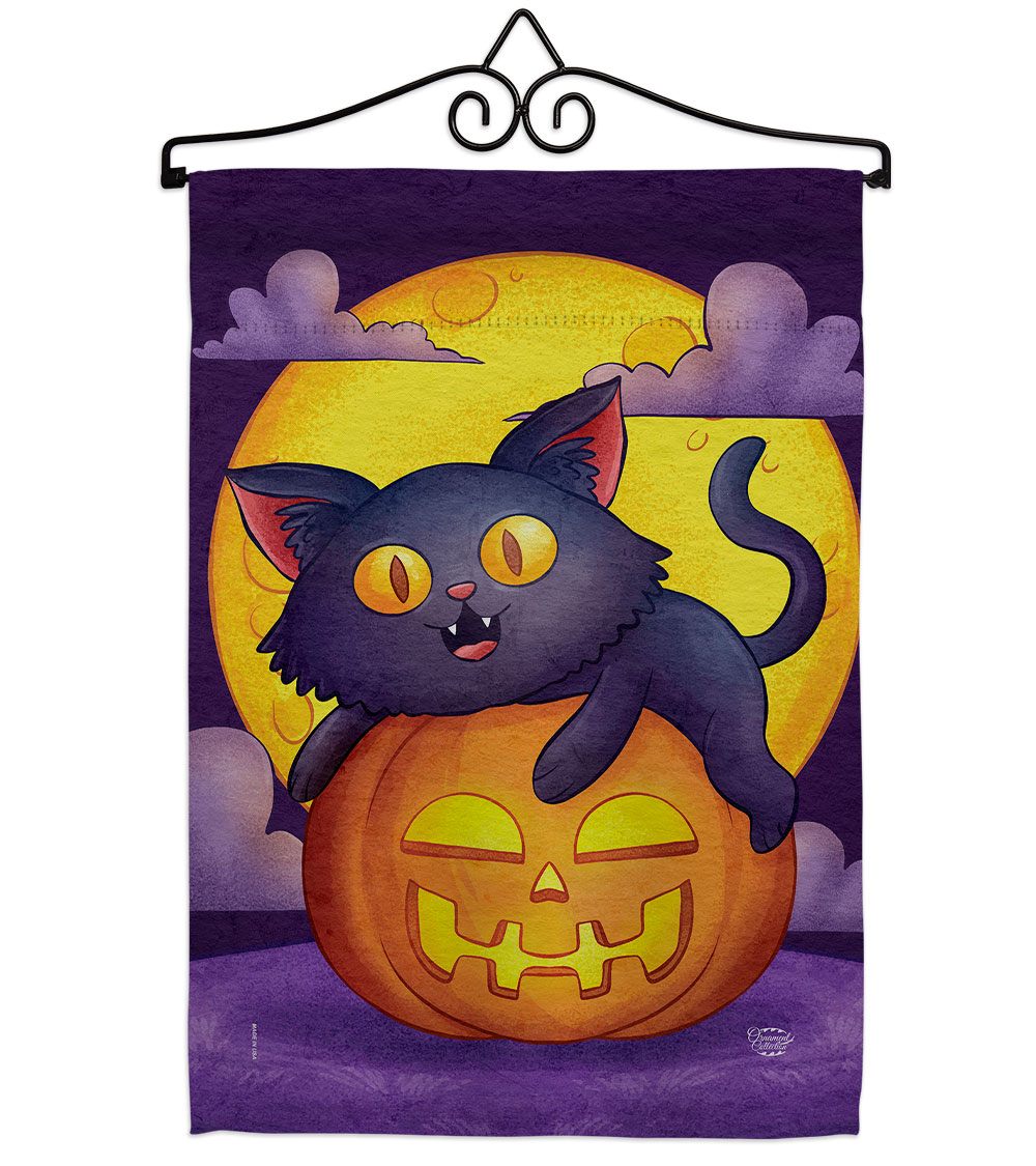 Halloween Kitty Falltime 13 x 18.5. in. Double-Sided Decorative Vertical House Garden Flag Set for Decoration Banner Yard Gift