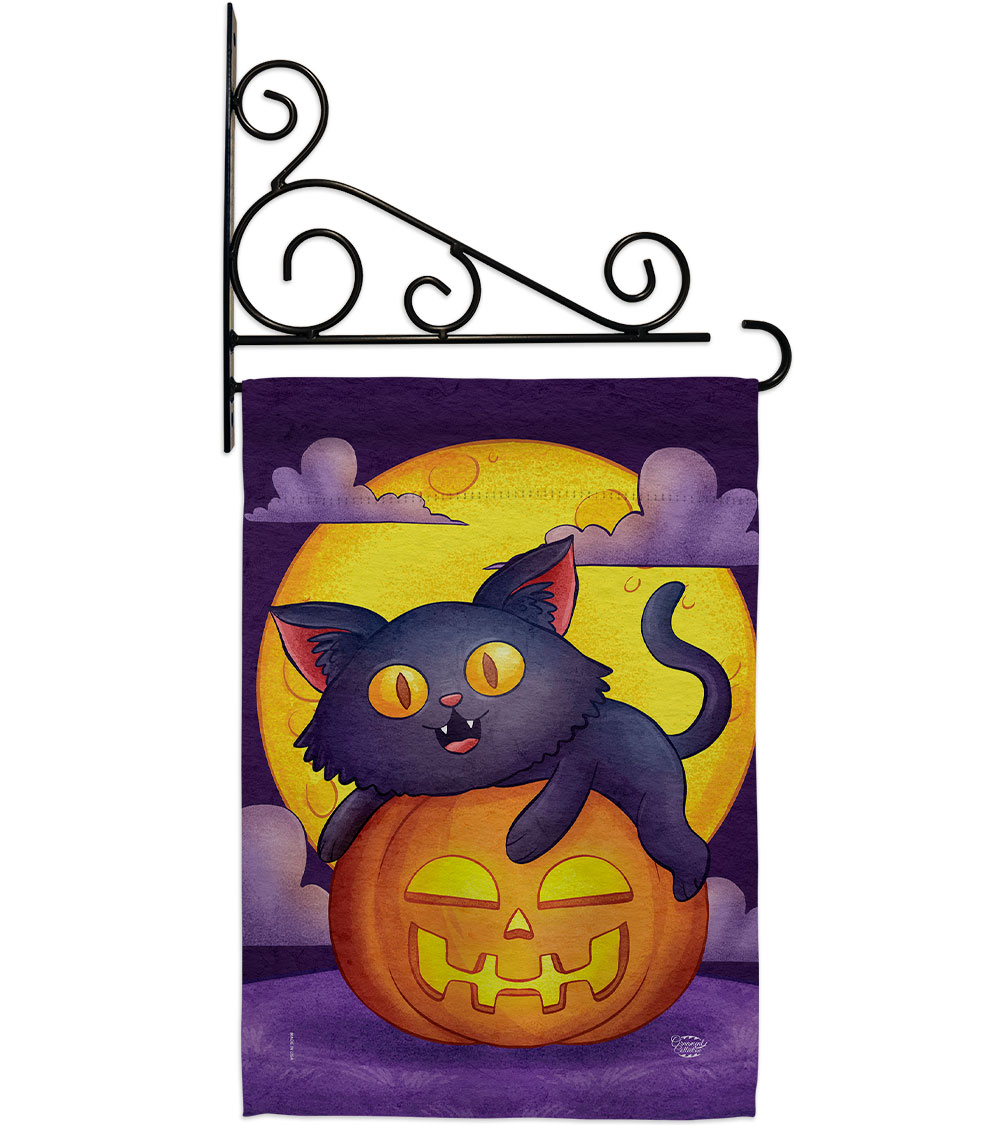 Halloween Kitty Falltime 13 x 18.5. in. Double-Sided Decorative Vertical House Garden Flag Set for Decoration Banner Yard Gift