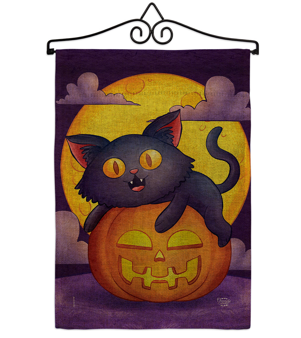 Halloween Kitty Falltime 13 x 18.5. in. Double-Sided Decorative Vertical House Garden Flag Set for Decoration Banner Yard Gift