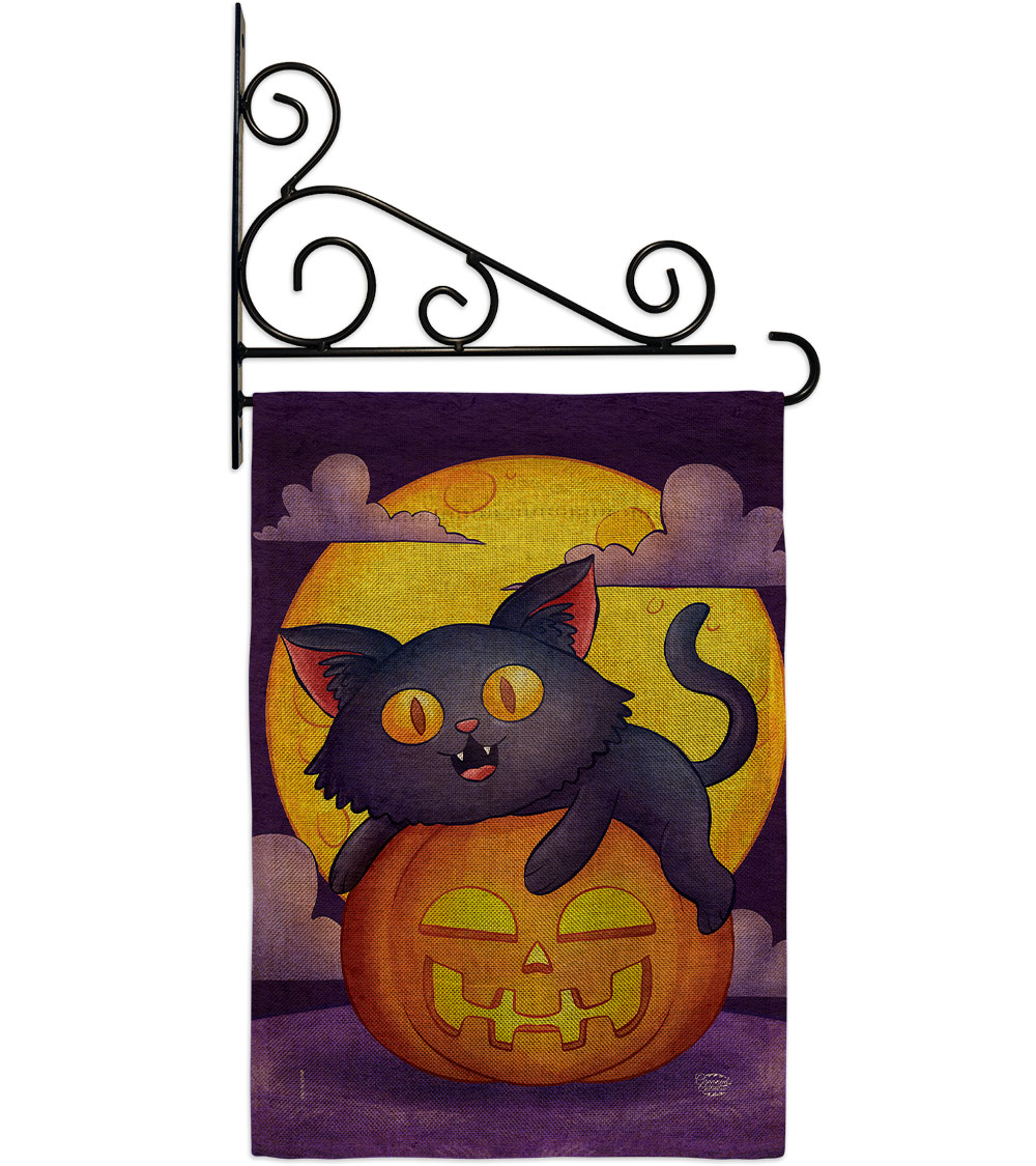 Halloween Kitty Falltime 13 x 18.5. in. Double-Sided Decorative Vertical House Garden Flag Set for Decoration Banner Yard Gift