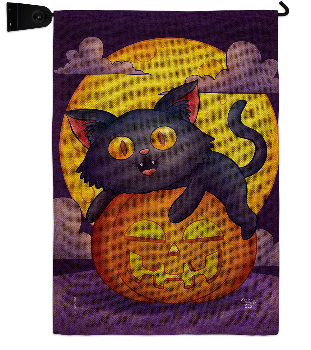 Halloween Kitty Falltime 13 x 18.5. in. Double-Sided Decorative Vertical House Garden Flag Set for Decoration Banner Yard Gift