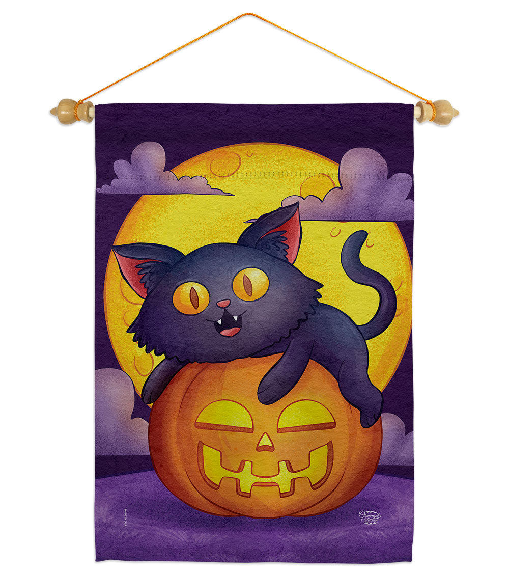 Halloween Kitty Falltime 13 x 18.5. in. Double-Sided Decorative Vertical House Garden Flag Set for Decoration Banner Yard Gift