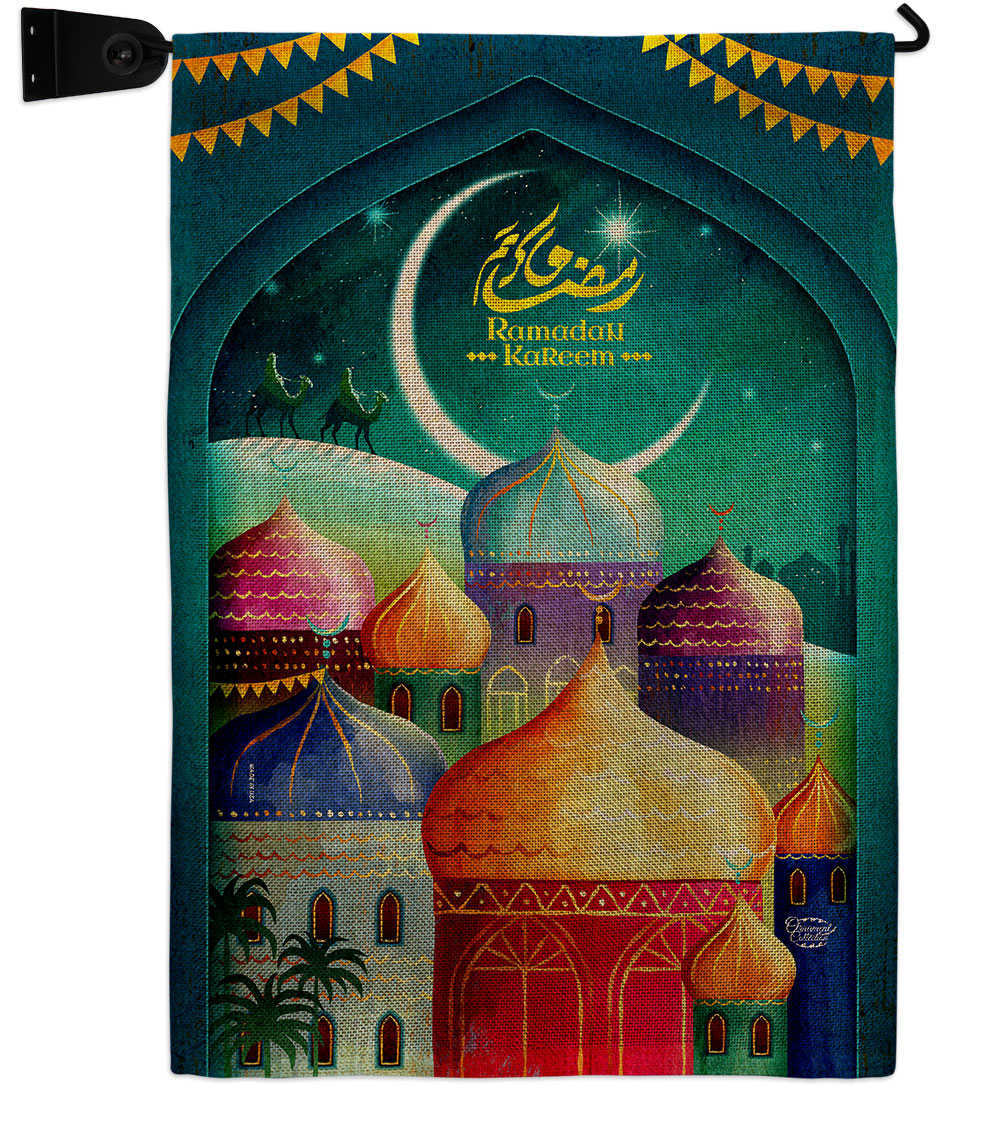 Happy Ramadan Kareem Religious 13 x 18.5. in. Double-Sided Decorative Vertical House Garden Flag Set for Decoration Banner Yard Gift