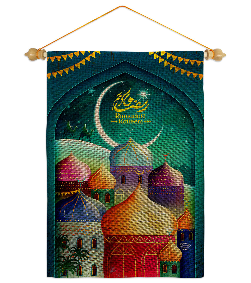 Happy Ramadan Kareem Religious 13 x 18.5. in. Double-Sided Decorative Vertical House Garden Flag Set for Decoration Banner Yard Gift