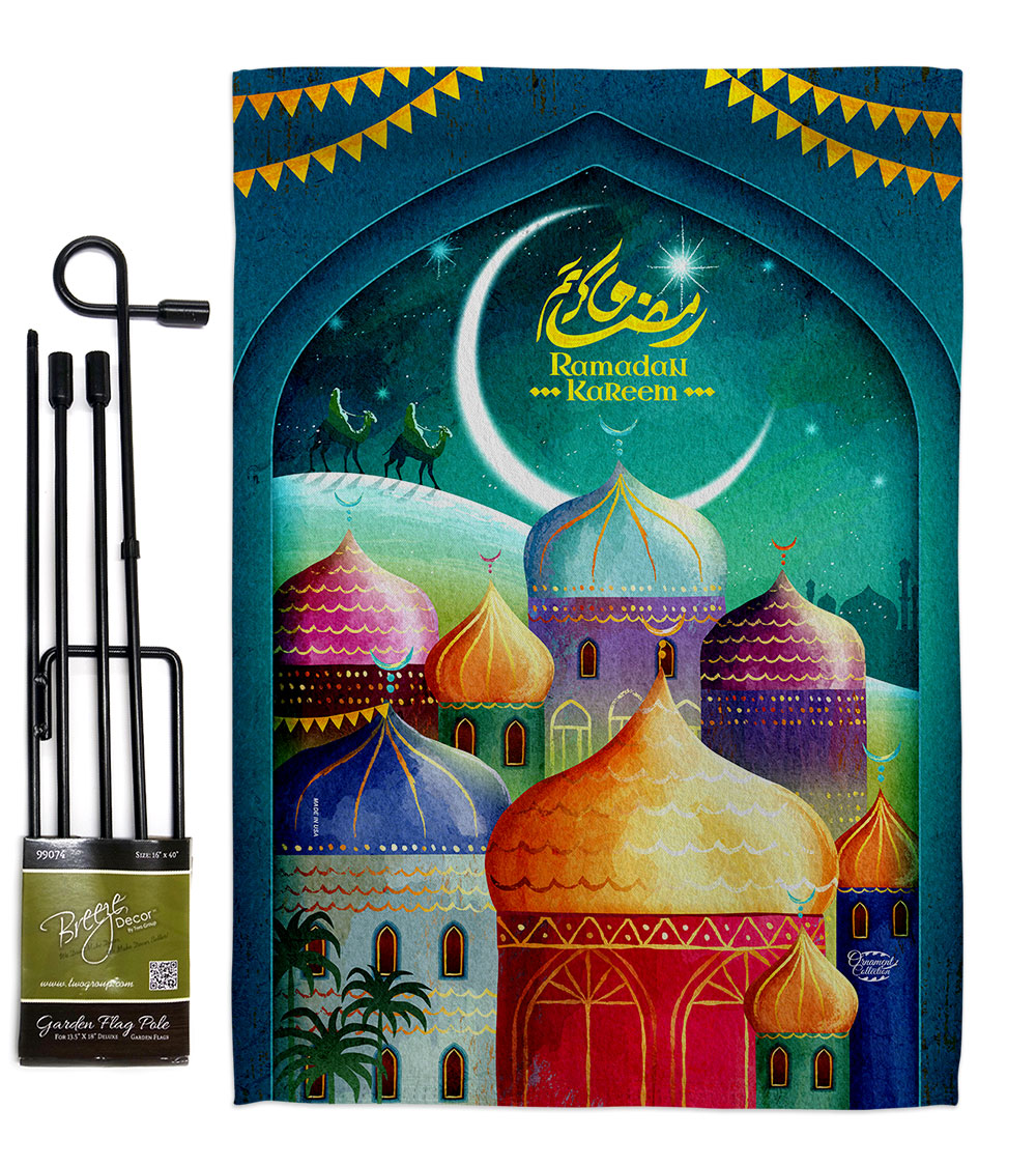Happy Ramadan Kareem Religious 13 x 18.5. in. Double-Sided Decorative Vertical House Garden Flag Set for Decoration Banner Yard Gift