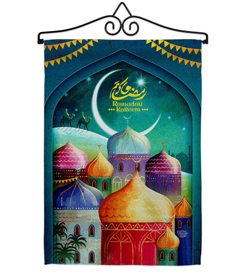Happy Ramadan Kareem Religious 13 x 18.5. in. Double-Sided Decorative Vertical House Garden Flag Set for Decoration Banner Yard Gift