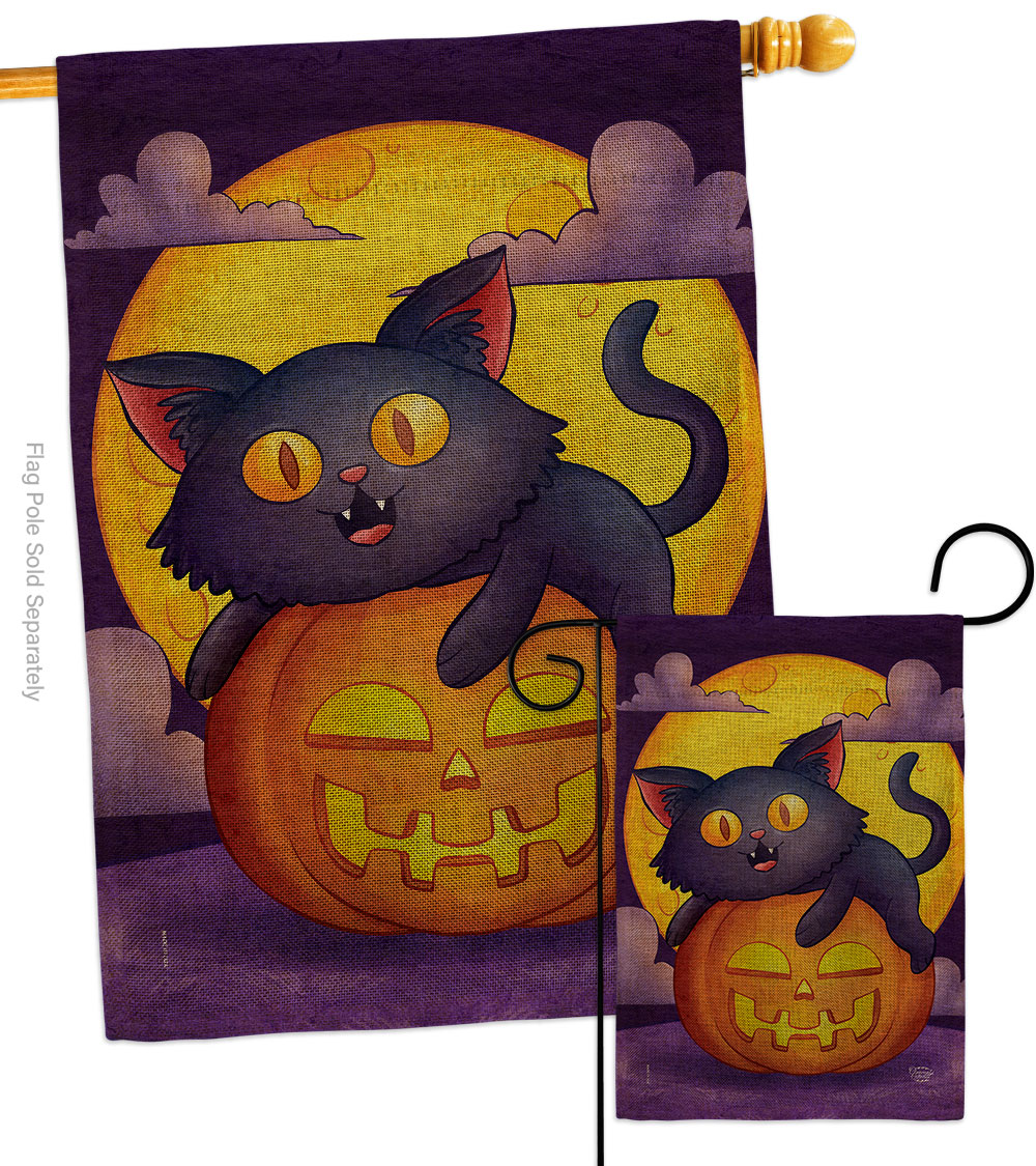 Halloween Kitty Falltime 28 x 40 in. Double-Sided Decorative Vertical House Flags Set for Decoration Banner Garden Yard Gift