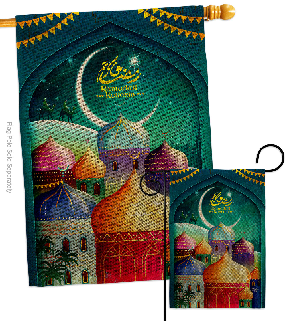 S190171-DB Happy Ramadan Kareem Religious 28 x 40 in. Double-Sided Decorative Vertical House Flags Set for Decoration Banner Garden Yard Gift