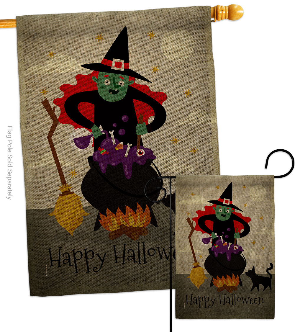Casting Spells Falltime Halloween 28 x 40 in. Double-Sided Decorative Horizontal House Flags Set for Decoration Banner Garden Yard Gift