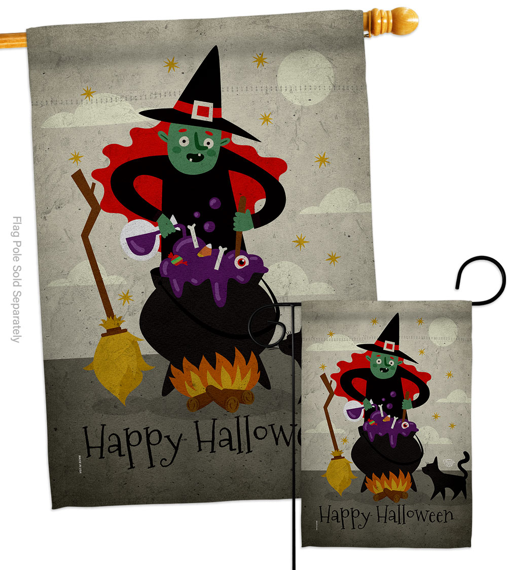 Casting Spells Falltime Halloween 28 x 40 in. Double-Sided Decorative Horizontal House Flags Set for Decoration Banner Garden Yard Gift