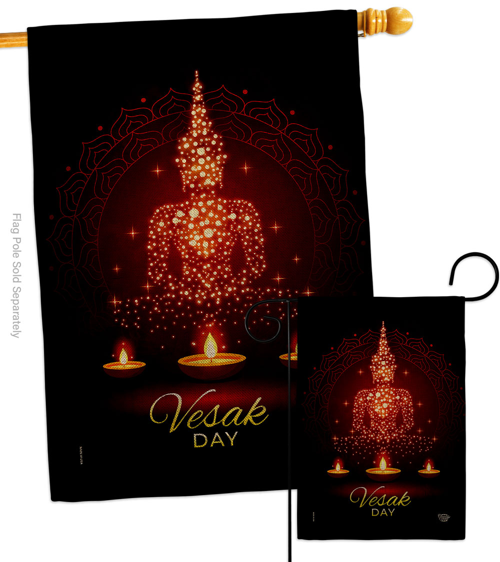 S190174-DB Vesak Day Religious 28 x 40 in. Double-Sided Decorative Horizontal House Flags Set for Decoration Banner Garden Yard Gift