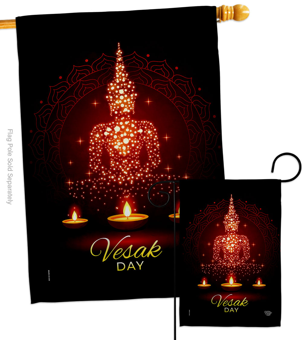 Vesak Day Religious 28 x 40 in. Double-Sided Decorative Horizontal House Flags Set for Decoration Banner Garden Yard Gift