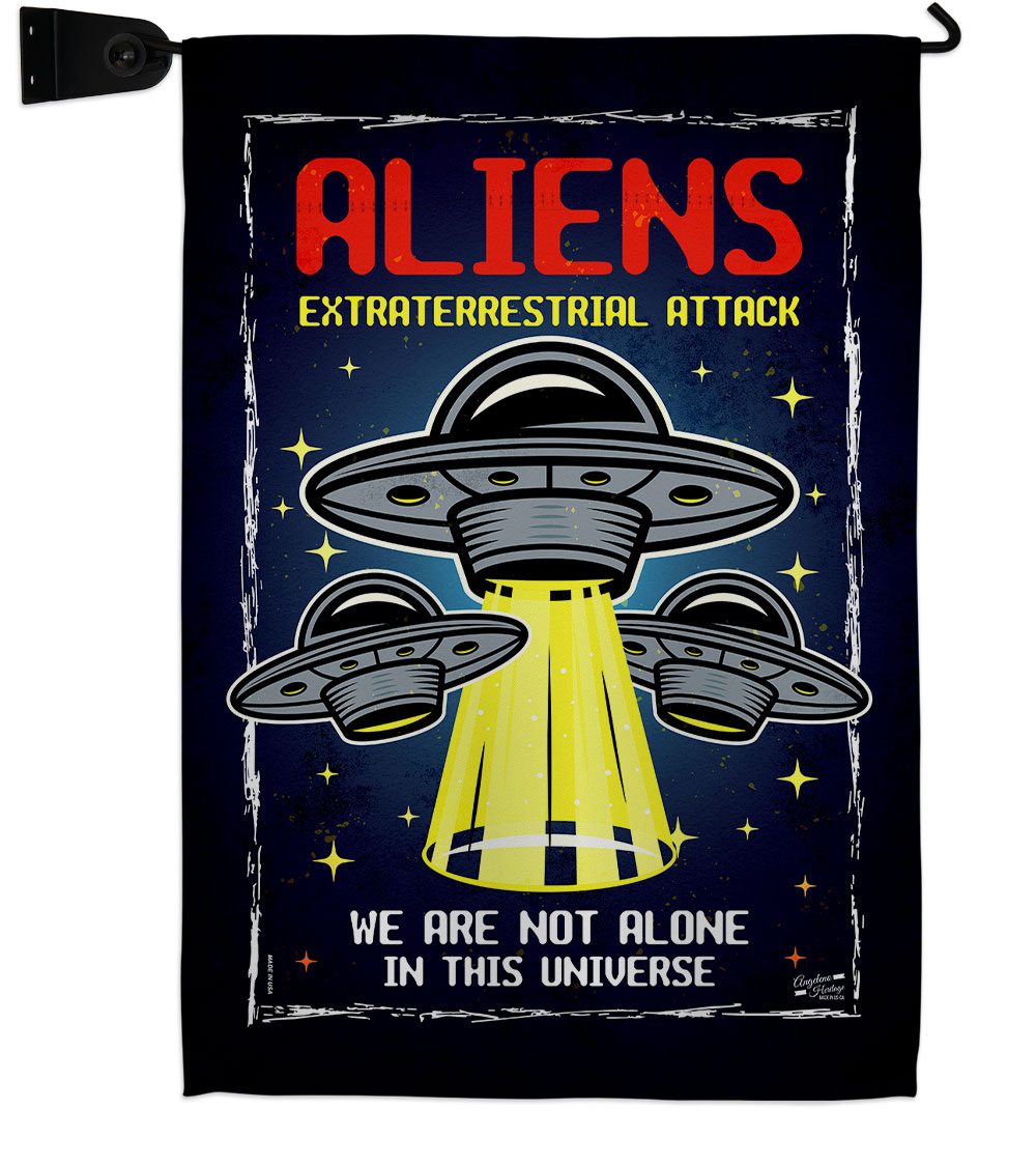 Aliens Attack Cosmos Space Creature 13 x 18.5. in. Double-Sided Decorative Vertical House Garden Flag Set for Decoration Banner Yard Gift