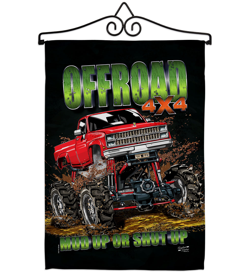 Offroad Interests Vehicle 13 x 18.5. in. Double-Sided Decorative Vertical House Garden Flag Set for Decoration Banner Yard Gift