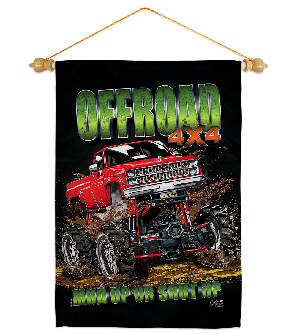 Offroad Interests Vehicle 13 x 18.5. in. Double-Sided Decorative Vertical House Garden Flag Set for Decoration Banner Yard Gift