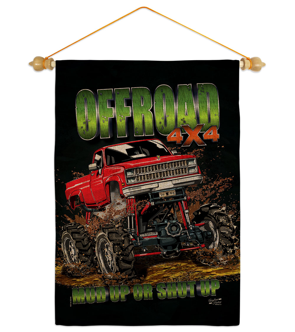Offroad Interests Vehicle 13 x 18.5. in. Double-Sided Decorative Vertical House Garden Flag Set for Decoration Banner Yard Gift