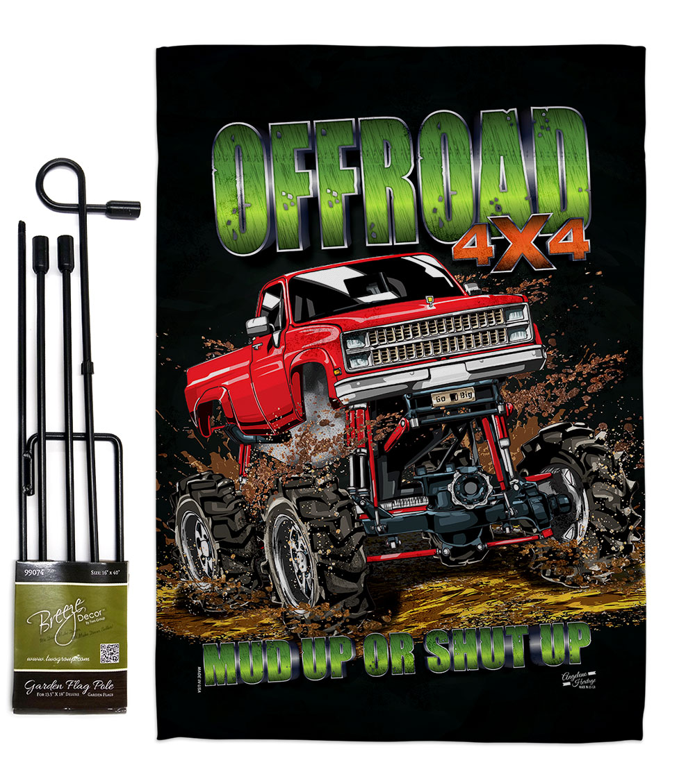 Offroad Interests Vehicle 13 x 18.5. in. Double-Sided Decorative Vertical House Garden Flag Set for Decoration Banner Yard Gift