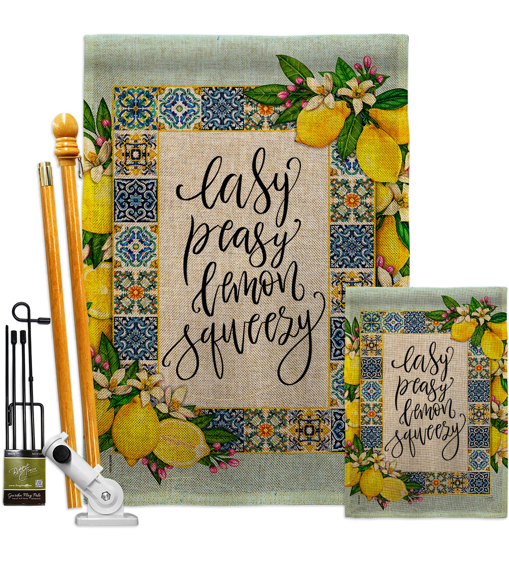 FK120262-DB Easy Lemon Food Fruit 28 x 40 in. Double-Sided Decorative Vertical House Flags Kit for Decoration Banner Garden Yard Gift